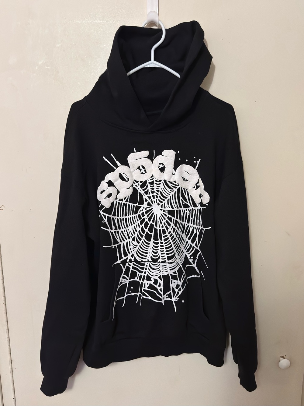 Sp5der Worldwide OG Web Hoodie Black White Size M